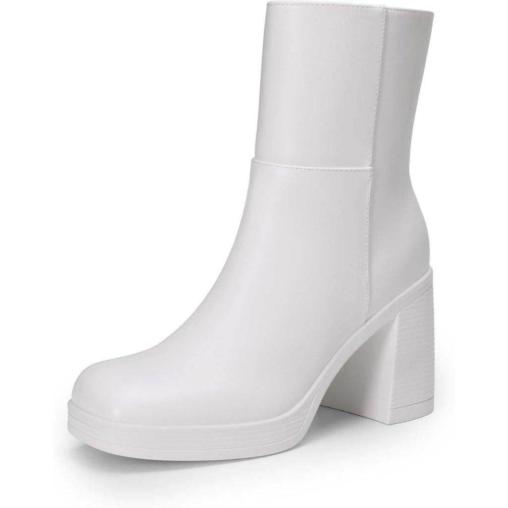 Women's Platform Gogo Ankle Boots Chunky High Heels Square Toe Comfort Party Dre